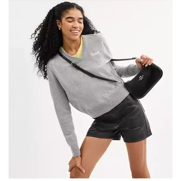 Coach Teri Shoulder Bag Crossbody In Leather Silver/Black CV938 NWT - Picture 6 of 9